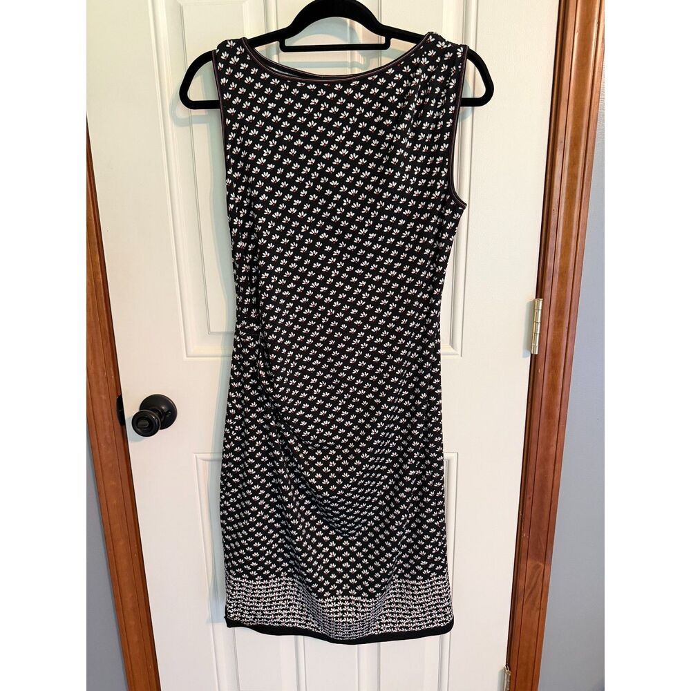 NWT Max Studio Black White Daisy Floral Gathered Side Midi Dress M